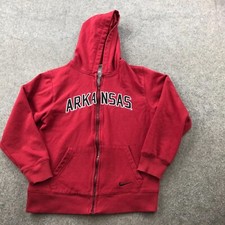 Arkansas Razorbacks Hoodie Boys Large Red Embroidered Spell Out Full Zip Youth