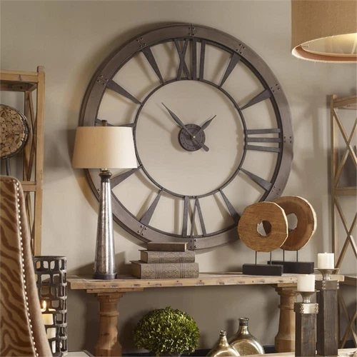 Uttermost Ronan 60" MDF Wood and Metal Wall Clock in Dark Rustic Bronze/Gray - Picture 3 of 4