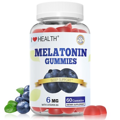 Melatonin Gummy with Vitamins B6, Melatonin 6mg Sleep Support 60 Count