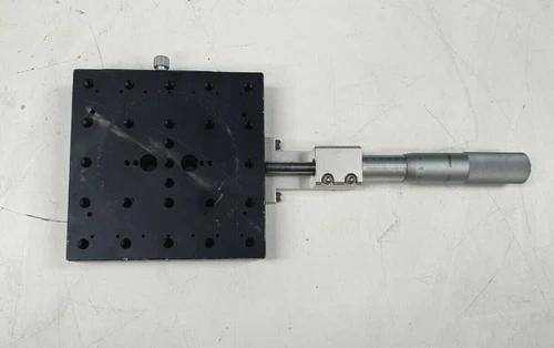 MELLES GRIOT 120mm x 120mm LINEAR STAGE W/ MITUTOYO 0.01mm 0-50mm  (IN29S1B2)