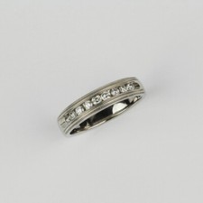 10k White Gold, 0.36 Ct Diamond Mens Milgrain Wedding Band Ring Size 10.25