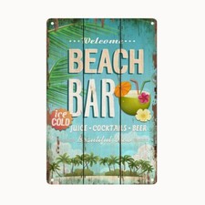 Bild Retro Blechschild Beach Bar 30 x 20 cm Wandbild Bilder 2310