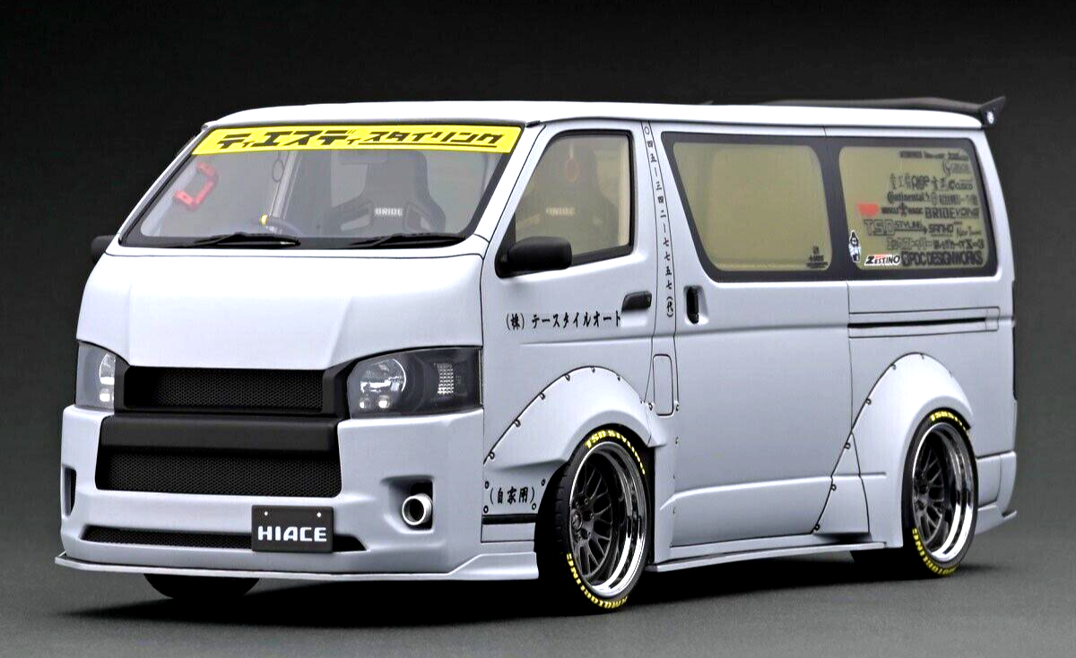 Ignition Model T.S.D Works Hiace Matte Gray with Roof Rack 1/18