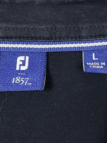 FOOTJOY FJ 1857 Navy Blue Cotton Blend Stretch Short Sleeve Polo Mens SZ Large - Picture 3 of 7