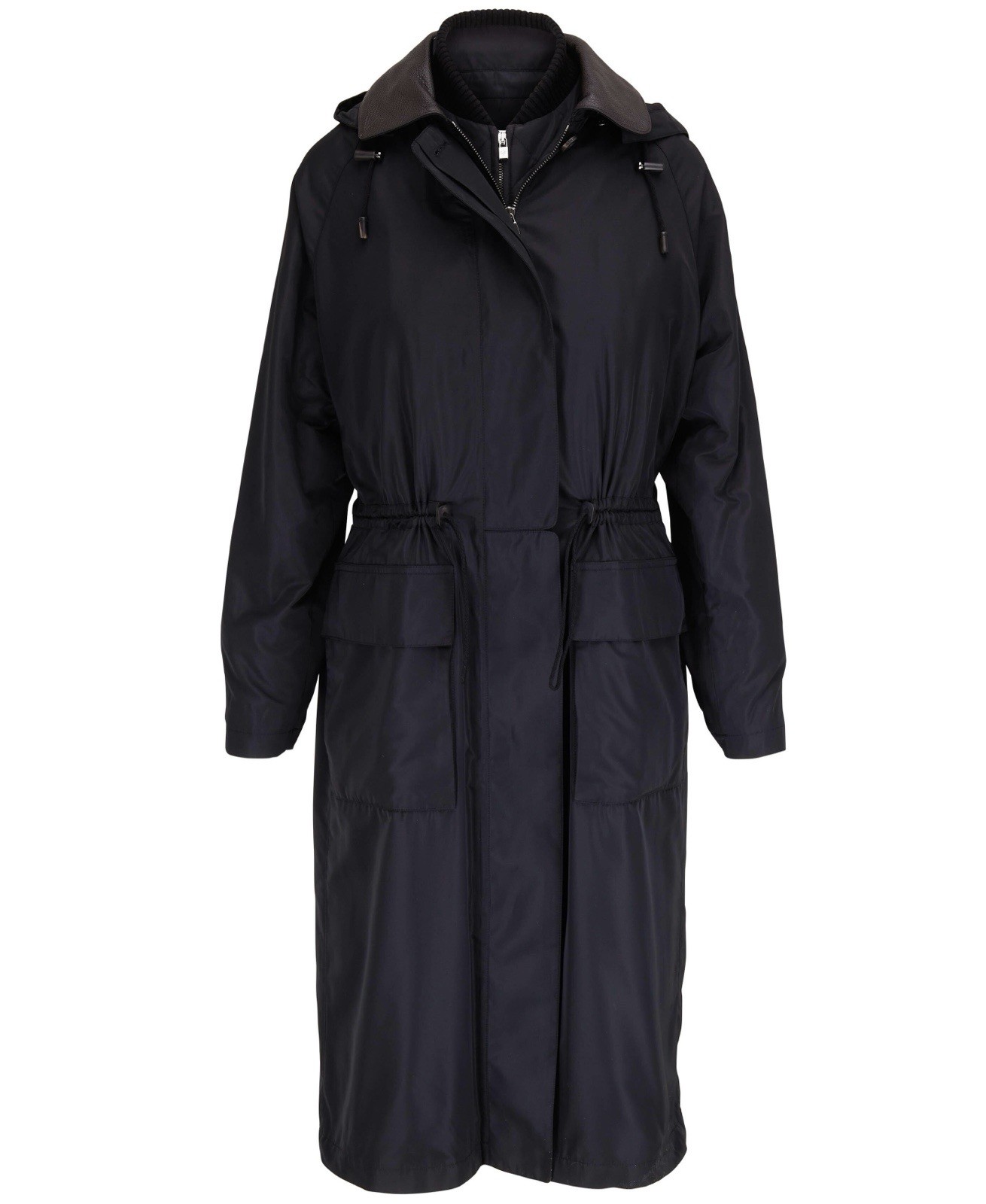 LORO PIANA Women’s ‘Horsey’ Storm System Long Raincoat Black 44 IT / 8 US $6200+