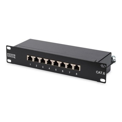 DIGITUS 8 Port Cat6 PatchPanel 10 Zoll RackMount Cat 6 Patchfeld 10'' schwarz