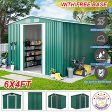 6X4 Metal Garden Shed Outdoor Storage Shed for Tool Bike With Foundation Base