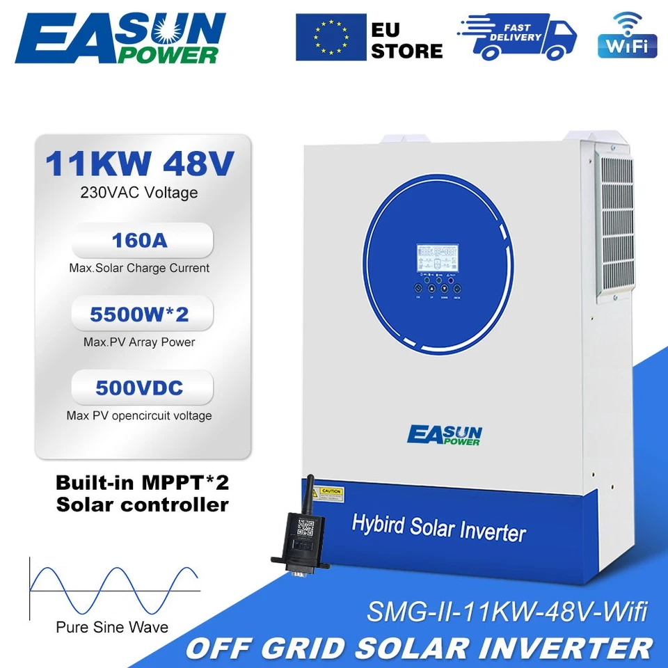 11000W Solar Wechselrichter Off Grid 2*MPPT 48V 160A 60-500VDC Wifi Parallel DE - Bild 2 von 4