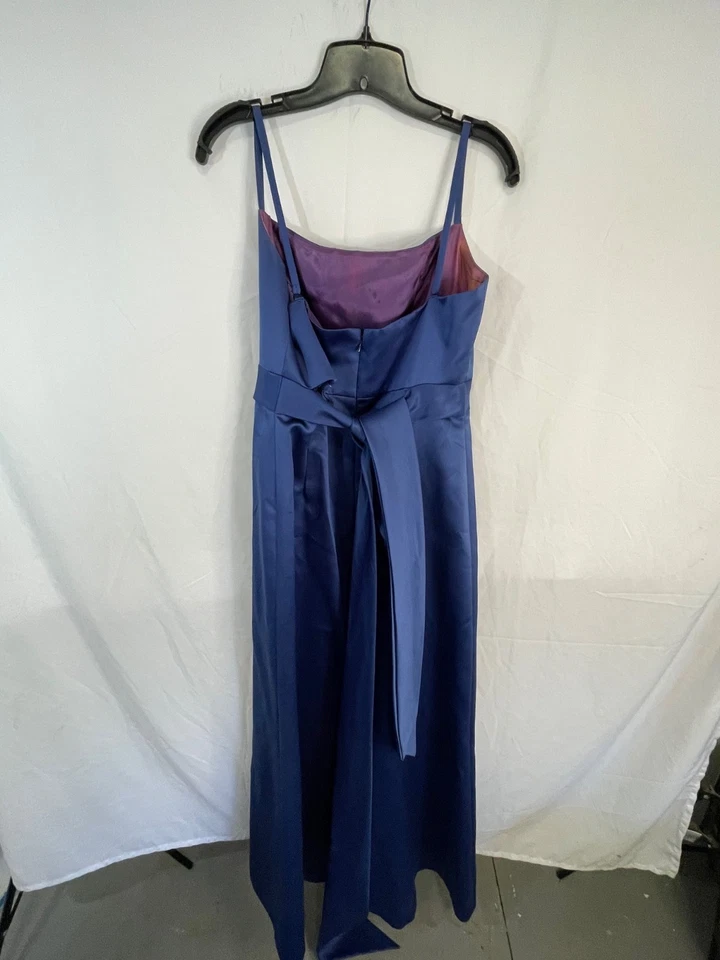 after six formal maxi dress sleveless blue zip up tie waist acetate made READ Foto 2 de 4