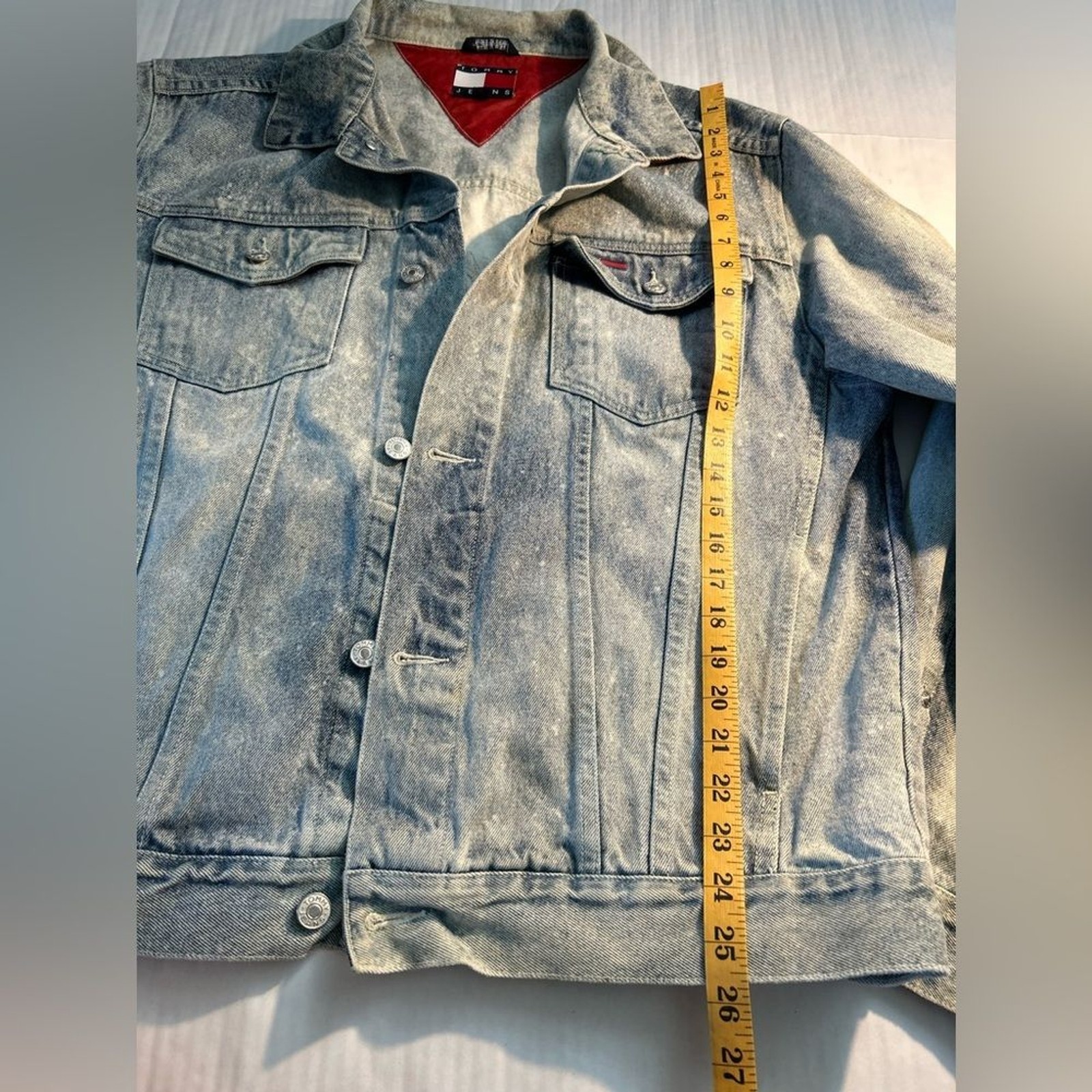 Tommy Hilfiger Vintage Tommy Jeans Faded Bleached Denim Jacket Size L thumbnail 10