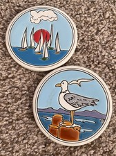Nautical Drink Coasters Sailboat Seagull Beac...