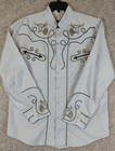 <!--F#f_0-->El General Western Cowboy Shirt Men Sz L Embroidered Steer Head Pearl Snap Rodeo<!--F/-->