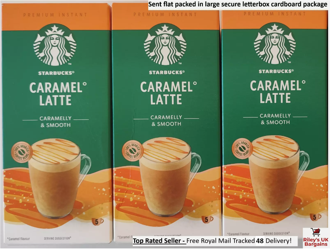 Starbucks Premium Instant Coffee Caramel Latte Sachets 15 x 23g Flat Packed