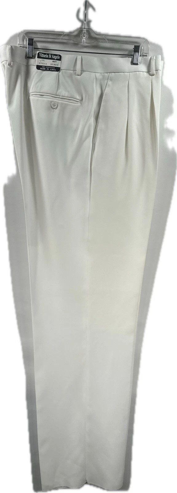 OFF WHITE Pantalone elegante uomo Vittorio Sant'Angelo bianco sporco plissettato davanti senza orlo taglia 44W