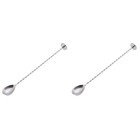  2pcs 304 Stainless Steel Cocktail Threaded Bar Spoon Swizzle Stick Long Bar Tea