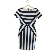 Maeve Anthropologie Dress Womens 6 Blue White Stripe Stretch