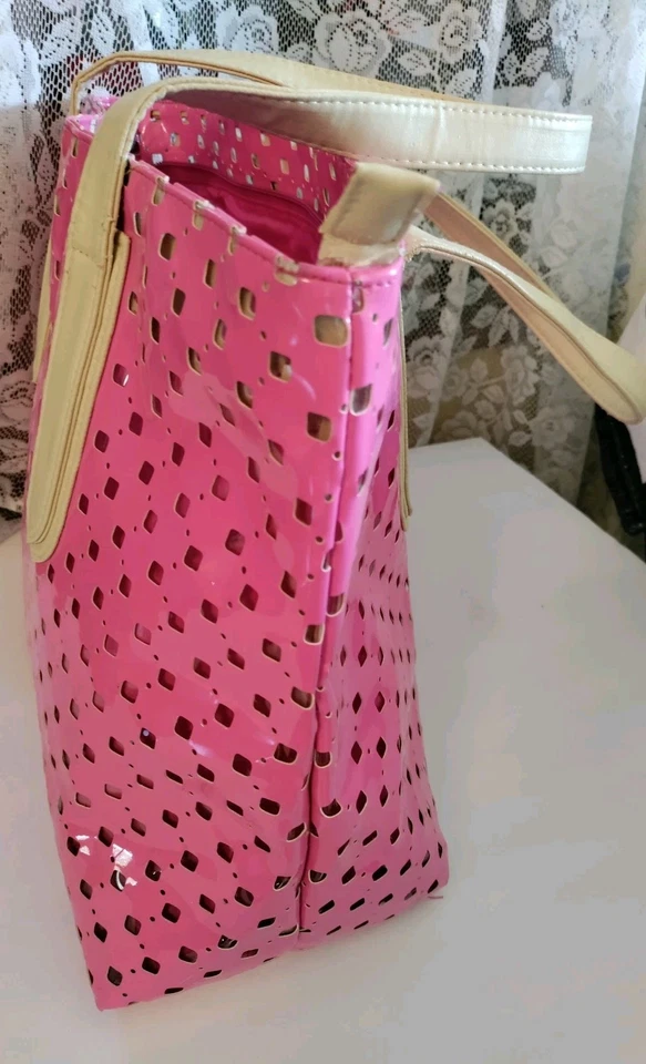 Elizabeth Arden Argyle Rosa Bolso de Playa Cartera Maquillaje Rosa Forrado Nuevo sin Etiquetas Foto 3 de 4