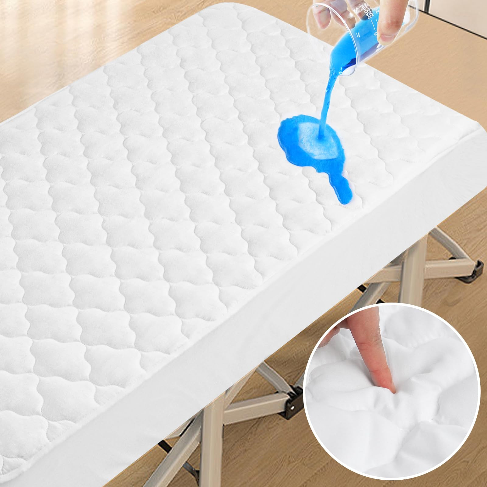Cot Mattress Protector Pad Waterproof Quilted, Breathable & Cooling Cot Mattr...-image
