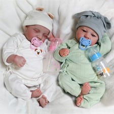 18" Lifelike Baby Twins Reborn Dolls Newborn Girl Boy Handmade Realistic Babies