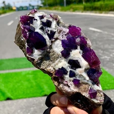 474G Natural Transparent  purple Fluorite Mineral Crystal Specimen/China