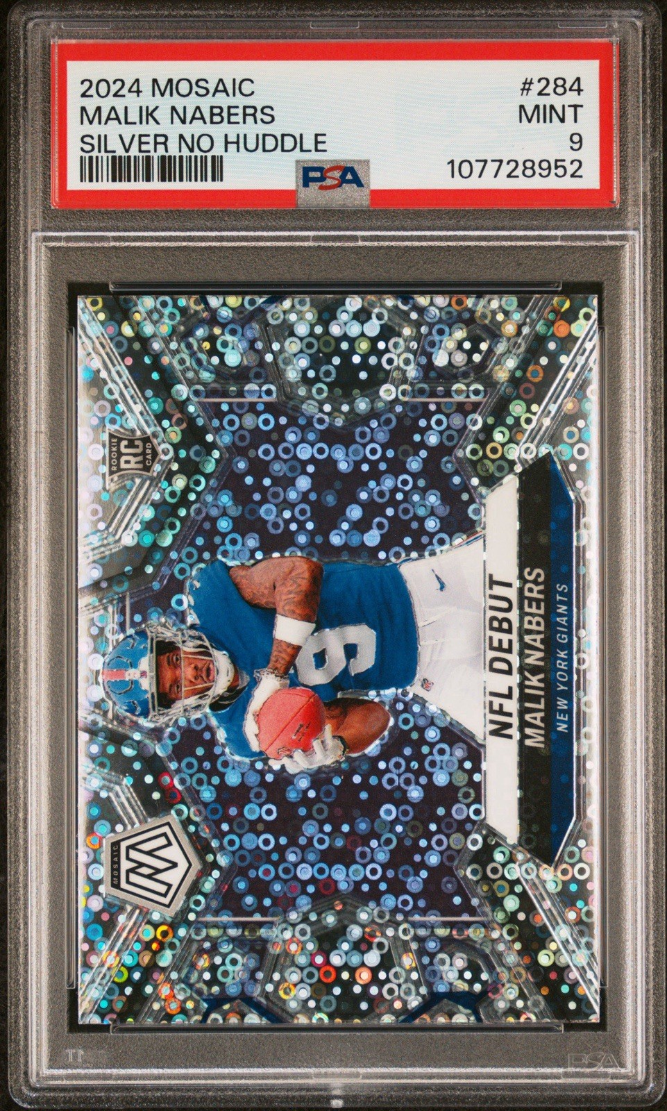 🔥 2024 Mosaic Malik Nabers #284 RC No Huddle Silver Prizm NFL Debut  PSA 9 🔥