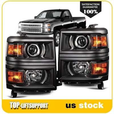 Pair Headlights For 2014 2015 Chevy Silverado 1500 4.3L 5.3L 6.2L w/Projector