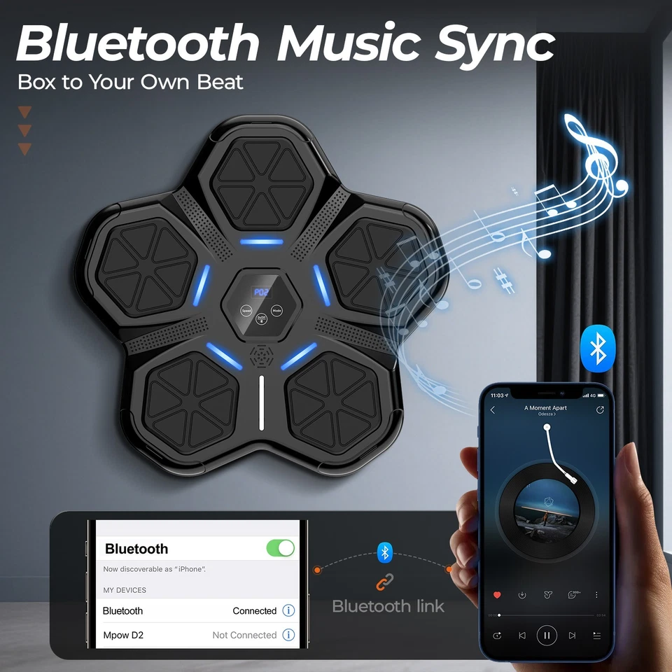 Máquina de Boxeo de Música, Entrenador de Punzonado Interactivo Bluetooth Almohadilla de Entrenamiento de Boxeo Foto 4 de 4