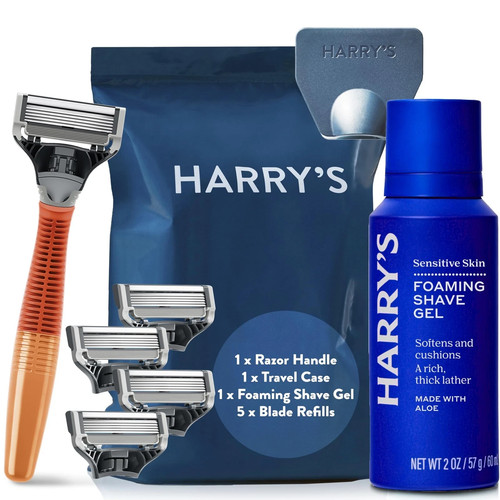 Harry's Razors for Men - Men's Razor Set with Bright Orange Handle, 5 ...
