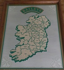 Very Rare vintage 1977 Baileys Irish Cream map Of Ireland mirror Sign