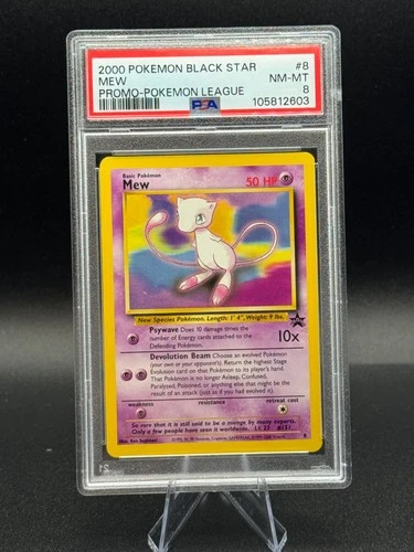 2000 Pokemon #8 Black Star Mew - Promo Pokemon League - PSA 8 NM-MT