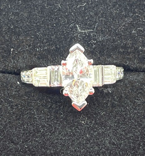 1+ CTW NATURAL MARQUISE BRILLIANT PLATINUM RING STUNNING SETTING E COLOR GIA! - Picture 8 of 8