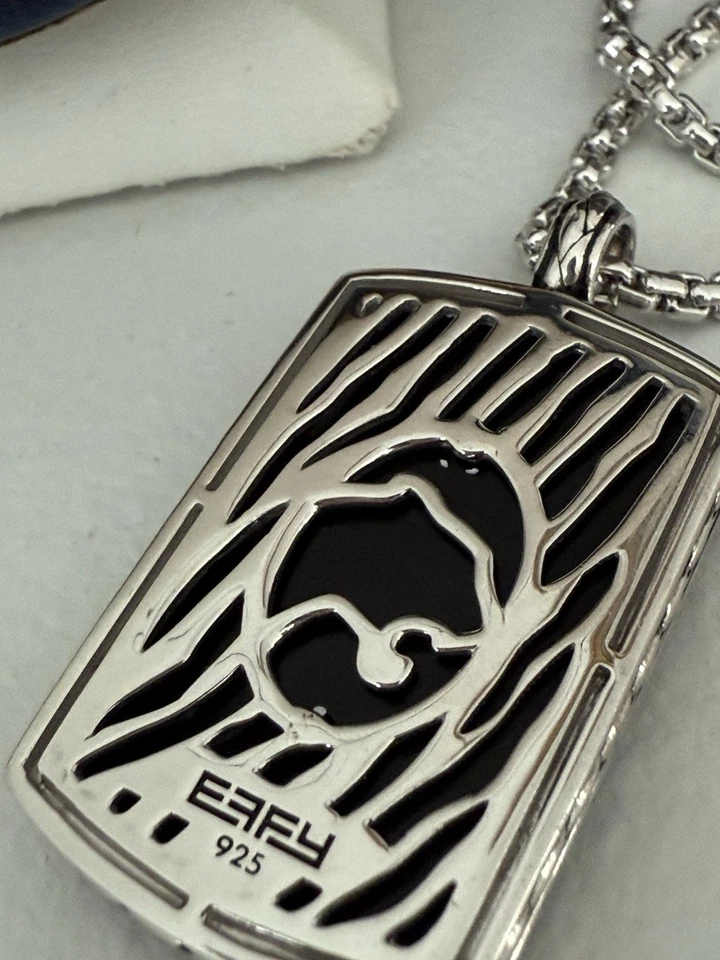 Pingente masculino Effy prata esterlina 925 ônix dragão etiqueta cachorro novo presente 21,50 - Imagem 3 de 4
