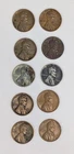 10x Wheat Penny 5c Coin Lot 1937, 1939, 1940, 1943 Steel, 1945, 1946, 1952, 1957