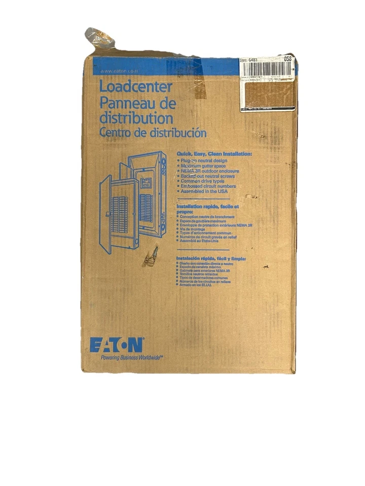 CH Eaton BRP12L125R Loadcenter, 125A MLO, 120/240V, 1PH3W, 12/24N3R- E1905-NEW-B - Image 2 of 3