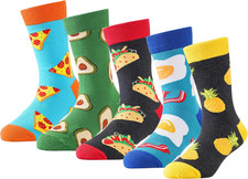 Crazy Kids Socks Boys 10-12 Years Silly Fun Pizza Dress Socks 6-8 Pack Gift