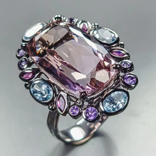 Fashion jewelry 30ct Natural Ametrine Ring 925 Sterling Silver Size 7.5 /R464499