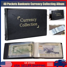 40 Sheets Currency Page Paper Money Album Banknote Storage Collection Display