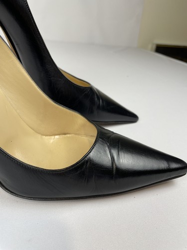 Jimmy Choo London Black Leather Stiletto Pumps Classic 4” Heels Sz EU 39 US 8 - Picture 8 of 24