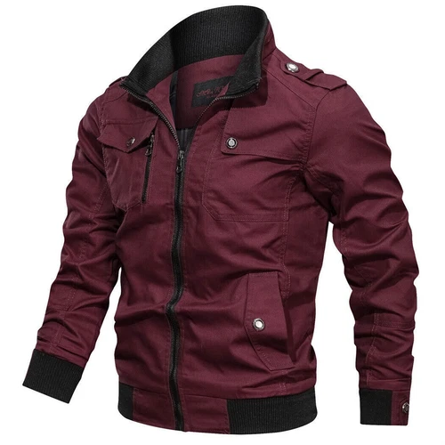 Chaqueta de bombardero vintage para hombre cuello alto chaqueta de aviador chaqueta de piloto chaqueta de transición-- - Imagen 7 de 20