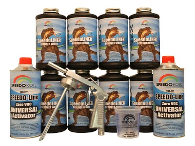 T-Rex WHITE spray-on truck Bed Liner kit, SMR-1000W-K8 Truck Bedliner w/Free Gun