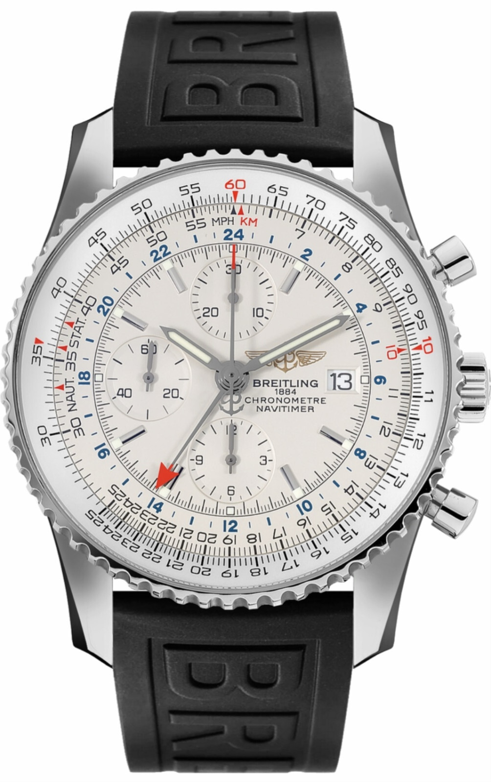 Breitling Navitimer World Chronograph GMT Stainless Steel Dual Timezone A24322