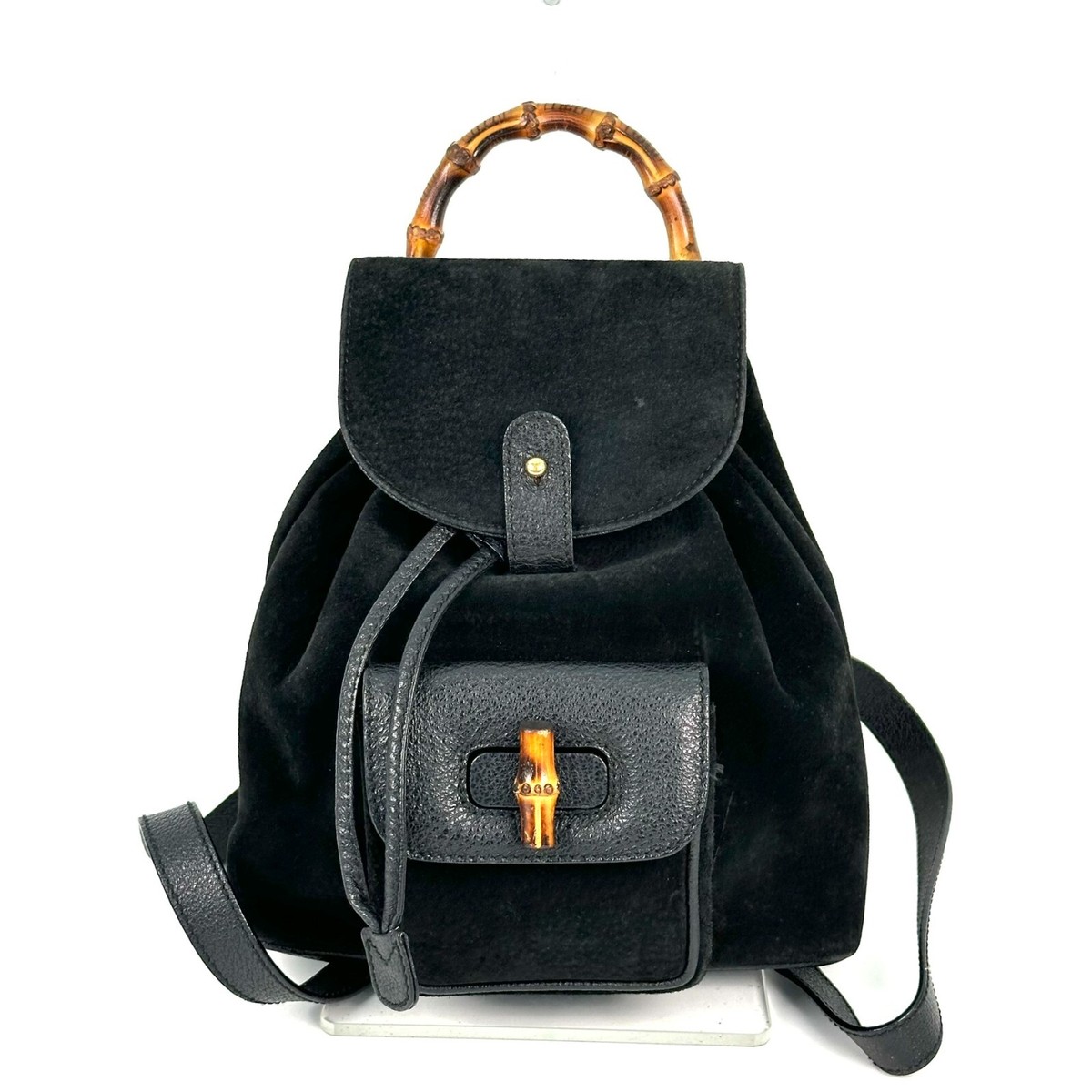 GUCCI Bamboo Backpack Mini Suede Leather Black | eBay display picture 1