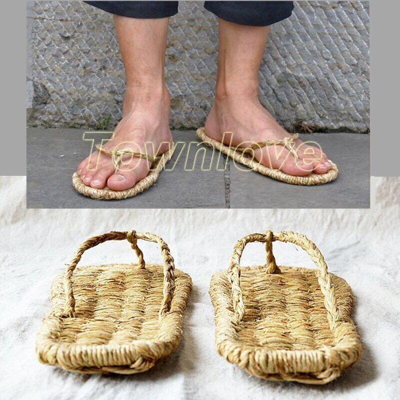 PANTOFOLA D’ORO Sandali in paglia intrecciata pura fatta a mano pantofole retrò puntelli performance sandali