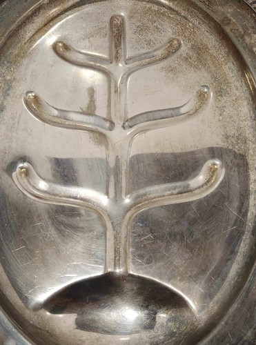 Piatto carne rame placcato argento vintage di English Silver Company 22x16,5x1 - Foto 5 di 21