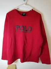 Y2k RALPH LAUREN POLO JEANS Sweatshirt Mens S Red Big Spellout VTG Cotton 90  s