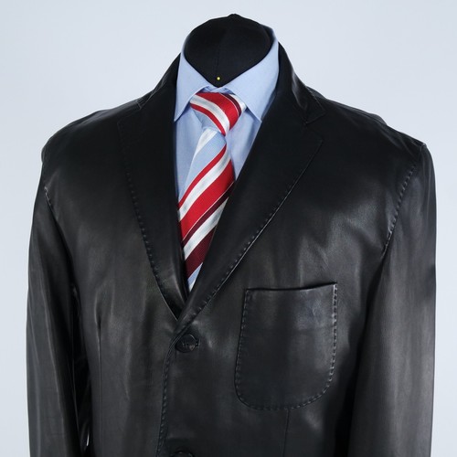 Mens HUGO BOSS Leather Blazer 44R UK Size Brown Lamb Leather Sport Coat Jacket - Picture 11 of 14