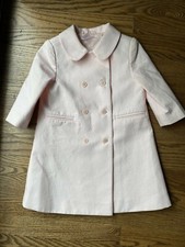 Janie and Jack Girls Pink Double Breasted Pique Jacket Rounded Collar Sz12-18M