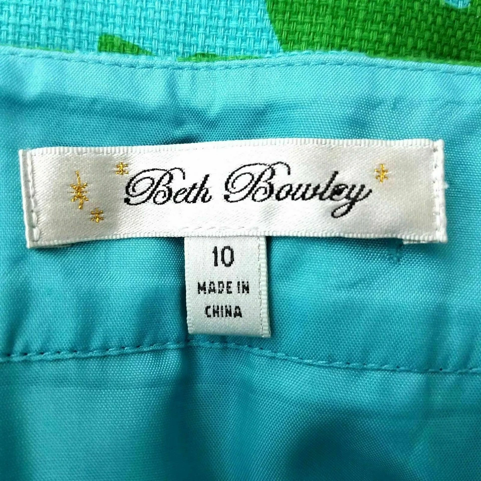 Falda Lápiz Beth Bowley Talla 10 Floral Plisada Verde Azul Algodón Anthropologie Foto 3 de 4