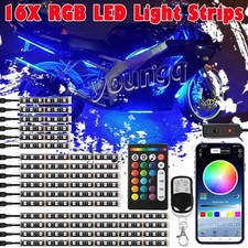 16x Rgb Motorcycle Led Light Kit Underglow Body Neon Accent Strip Music Control