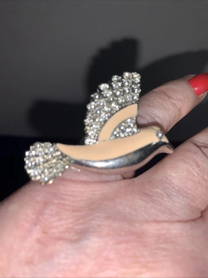 Anillo Bird In Flight Esmalte Rosa y Plata Talla 6 Buena Calidad Unisex Foto 4 de 4